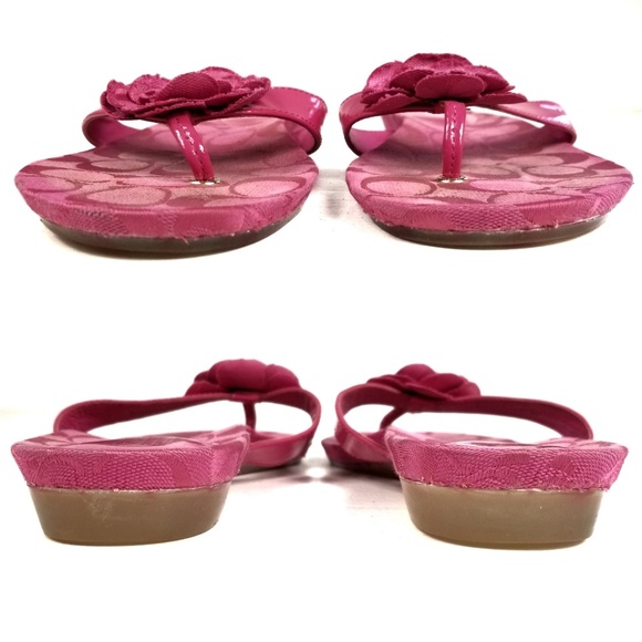Coach Pink Flower Iconic "C" Flip Flop Sandals 9.5 - Picture 3 of 7